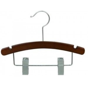 10" Baby/Infant Walnut & Chrome Combination Hanger