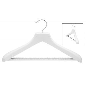 White Contoured Suit Hanger w/ Non-Slip Bar