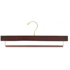 Walnut & Brass Pant Hanger w/ Non-Slip Bar